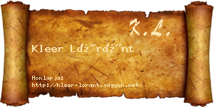 Kleer Lóránt névjegykártya